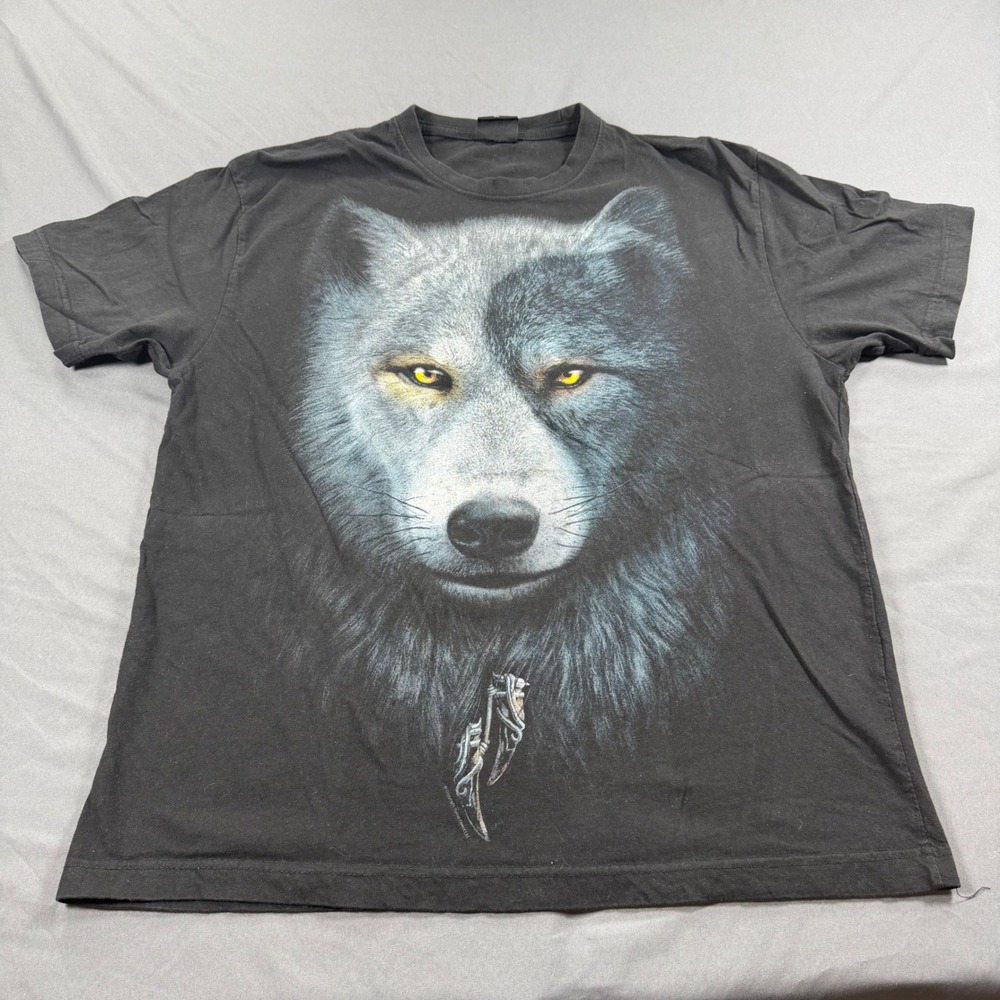 Spiral Direct Wolf Dreamcatcher Graphic‎ T-Shirt Black Mens XL Gothic Yin Yang